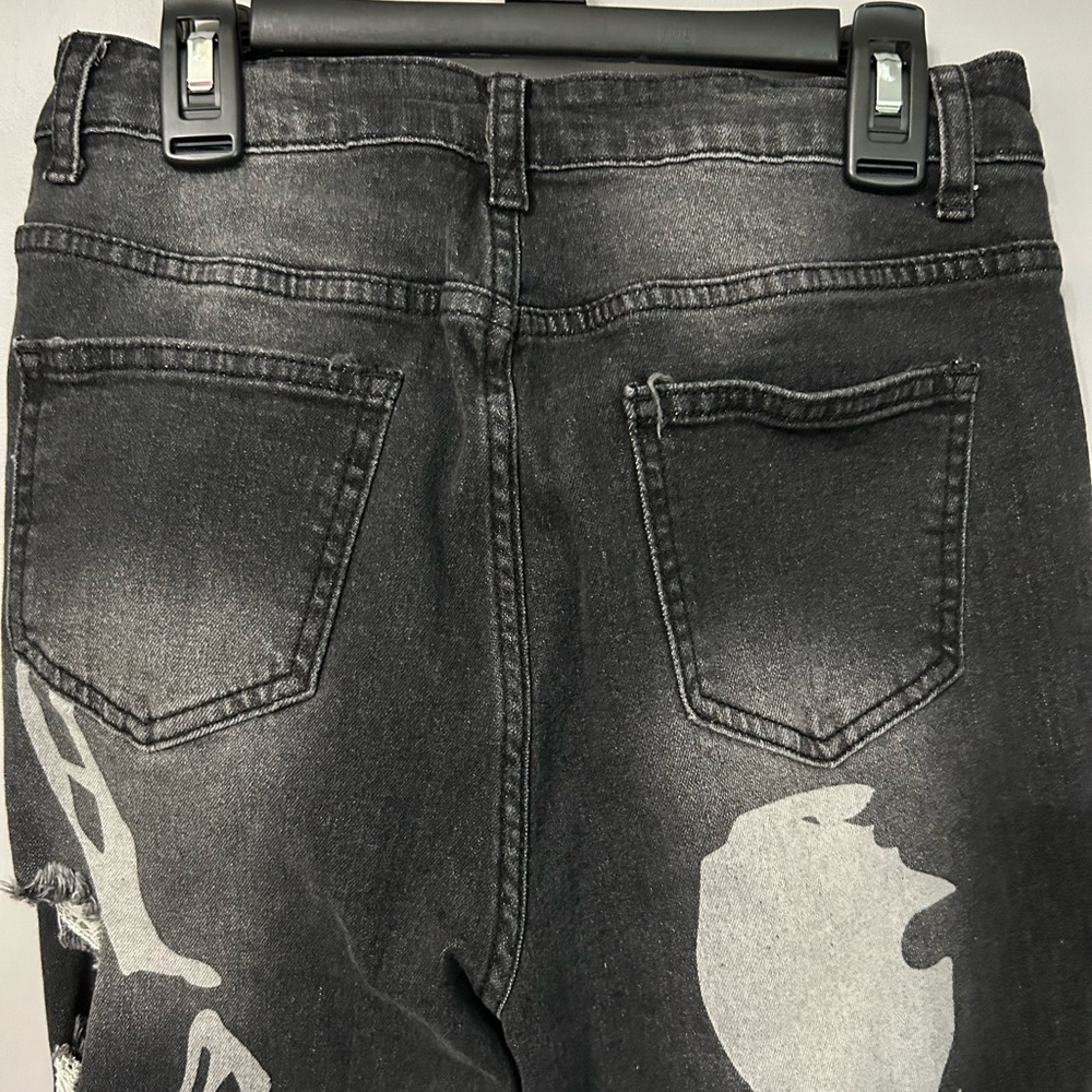 SHEIN Womens Black Gray Distressed Jeans Size Med (8) - Picture 4 of 7